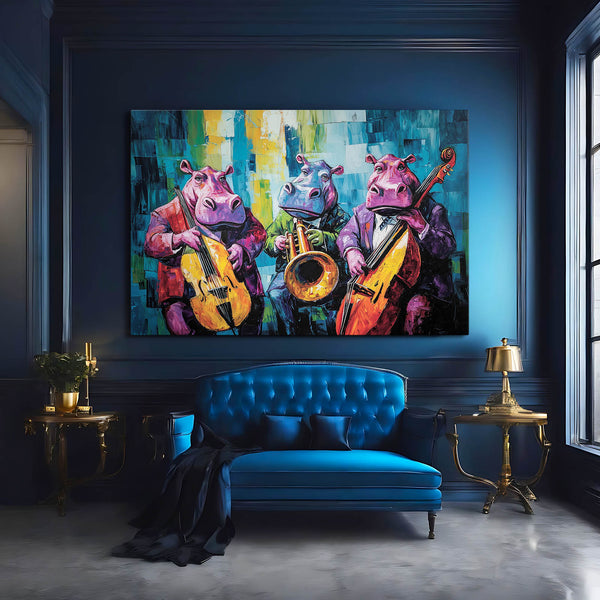 Cool Wall Art Hippo Trio Jazz | MusaArtGallery™