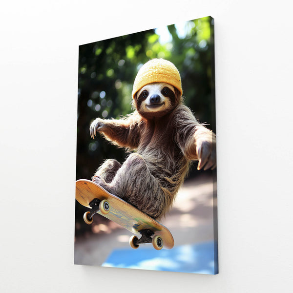 Cool Wall Art Skateboarding Sloth | MusaArtGallery™