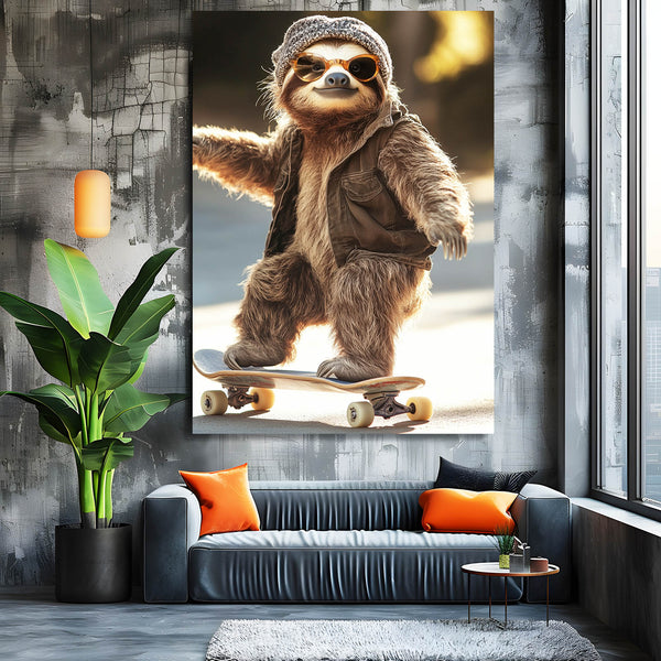 Cool Wall Art Skater Sloth | MusaArtGallery™