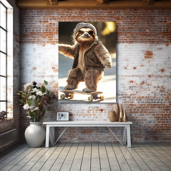 Cool Wall Art Skater Sloth | MusaArtGallery™