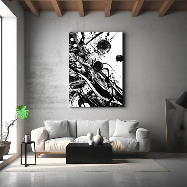 Cosmic Flow Black and White Abstract Art | MusaArtGallery™