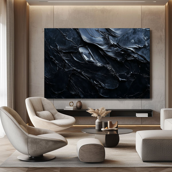 Crack Black Abstract Art