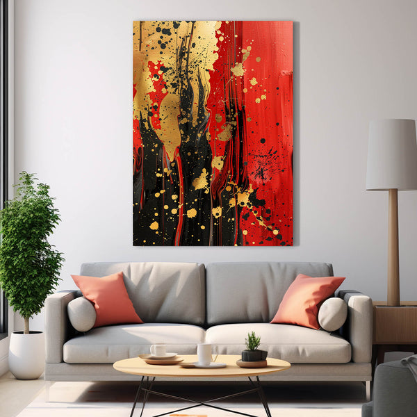 Crimson Gold Abstract Art | MusaArtGallery™