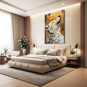 Cute Gold White Wolf Art  | MusaArtGallery™