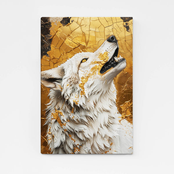 Cute Gold White Wolf Art  | MusaArtGallery™