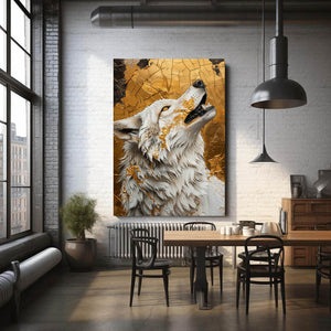 Cute Gold White Wolf Art  | MusaArtGallery™