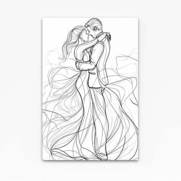 Cute Romantic Embrace Line Art | MusaArtGallery™