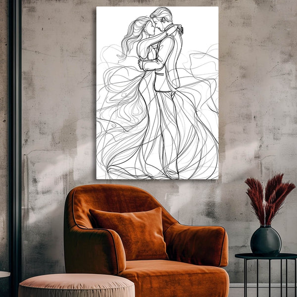 Cute Romantic Embrace Line Art | MusaArtGallery™