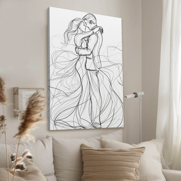 Cute Romantic Embrace Line Art | MusaArtGallery™