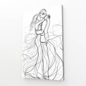 Cute Romantic Embrace Line Art | MusaArtGallery™