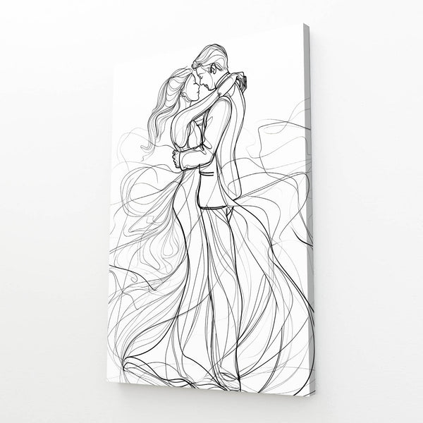 Cute Romantic Embrace Line Art | MusaArtGallery™