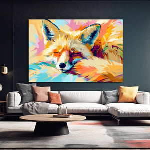 Cute Sleeping Fox Art | MusaArtGallery™