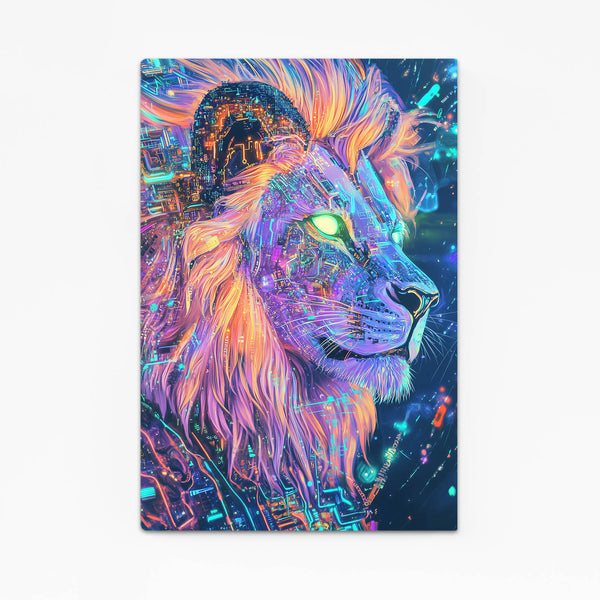 Cyber Glow Lion Wall Art | MusaArtGallery™