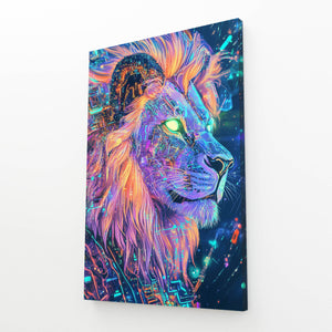 Cyber Glow Lion Wall Art | MusaArtGallery™