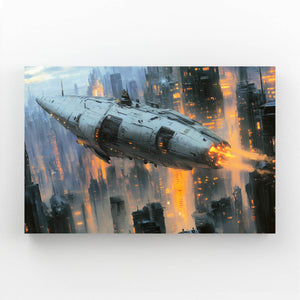 Cyberpunk Art Firestorm Starship | MusaArtGallery™