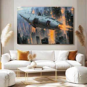 Cyberpunk Art Firestorm Starship | MusaArtGallery™