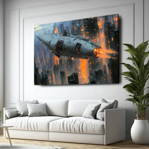 Cyberpunk Art Firestorm Starship | MusaArtGallery™