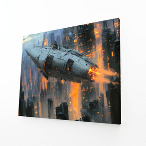 Cyberpunk Art Firestorm Starship | MusaArtGallery™