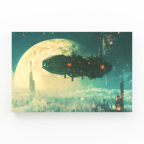 Cyberpunk Art Moonlit Voyage | MusaArtGallery™