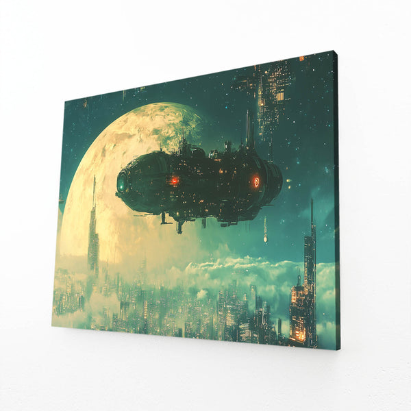 Cyberpunk Art Moonlit Voyage | MusaArtGallery™