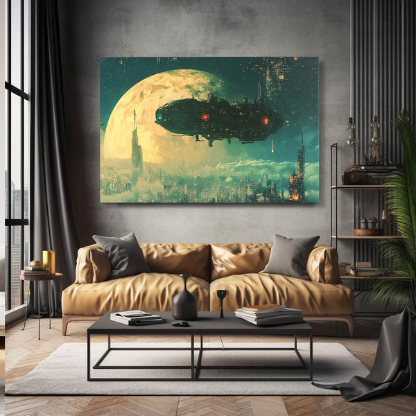 Cyberpunk Art Moonlit Voyage | MusaArtGallery™