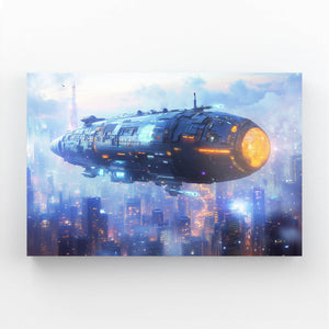 Cyberpunk Art Neon Starship | MusaArtGallery™