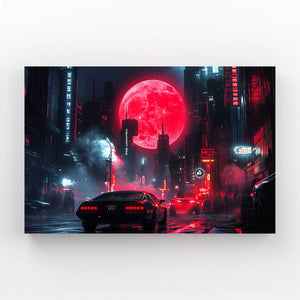 Cyberpunk Art Red Moon Drive | MusaArtGallery™