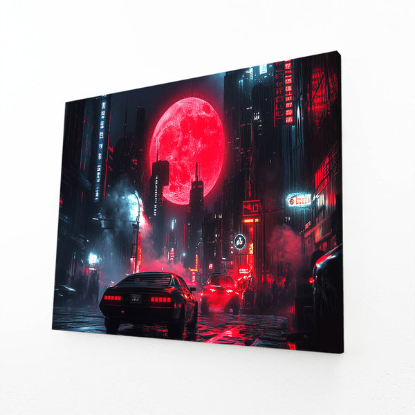 Cyberpunk Art Red Moon Drive | MusaArtGallery™