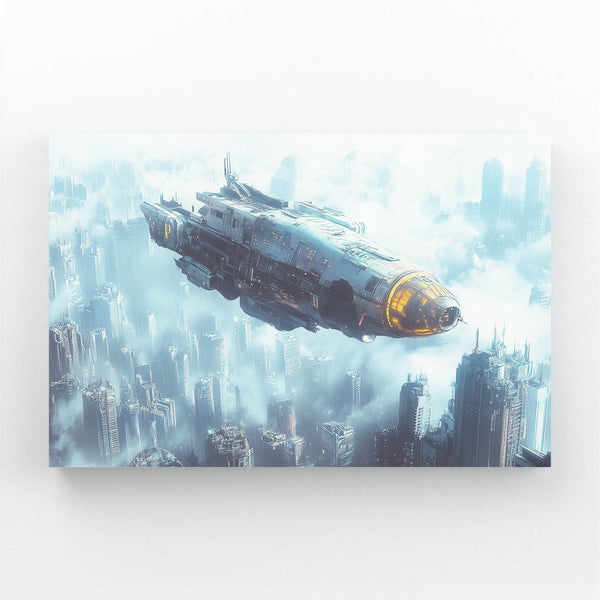 Cyberpunk Art Skybound Starship | MusaArtGallery™