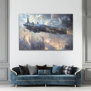 Cyberpunk Art Starship Cityscape | MusaArtGallery™