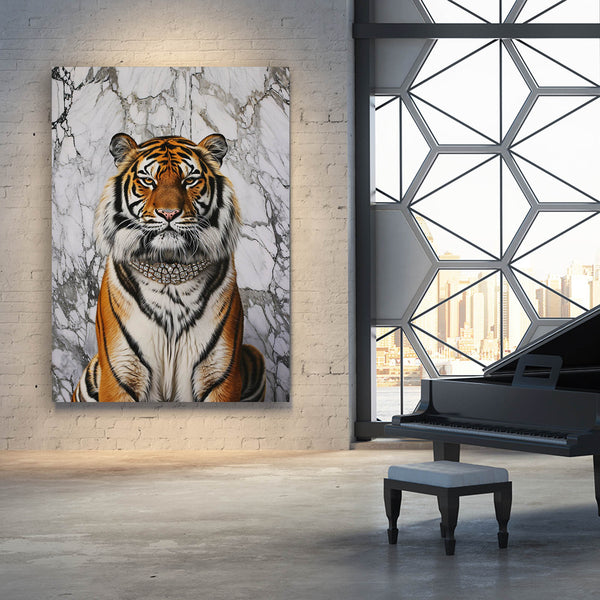White Marble Tiger Art | MusaArtGallery™