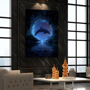 Dark Blue Dolphin Art