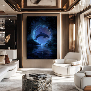 Dark Blue Dolphin Art