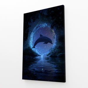 Dark Blue Dolphin Art