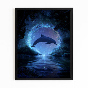 Dark Blue Dolphin Art