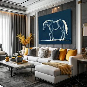 Dark Blue Horse Art