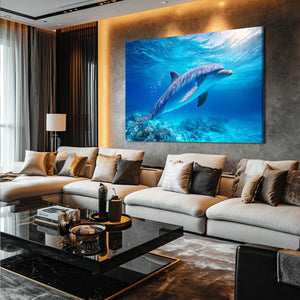 Dark Navy Dolphin Art