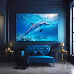 Dark Navy Dolphin Art