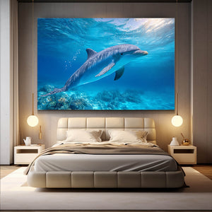 Dark Navy Dolphin Art