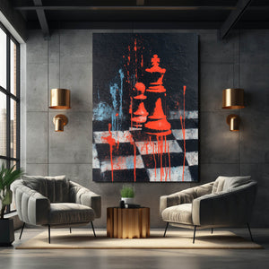 Dark Red King Chess Piece Art