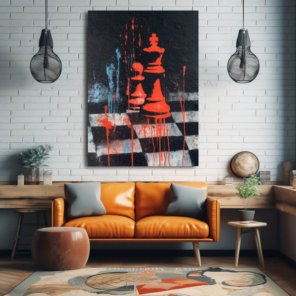 Dark Red King Chess Piece Art