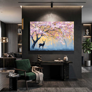 Deer Cherry Blossom Tree Art