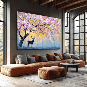 Deer Cherry Blossom Tree Art