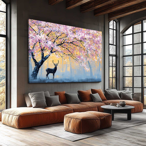 Deer Cherry Blossom Tree Art