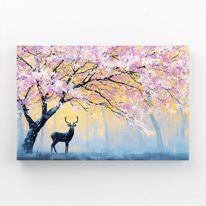Deer Cherry Blossom Tree Art