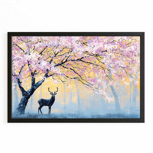 Deer Cherry Blossom Tree Art