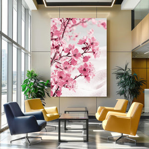 Delicate Pink Cherry Blossom Branch Wall Art
