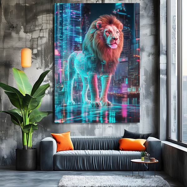 Digital City Lion Wall Art | MusaArtGallery™