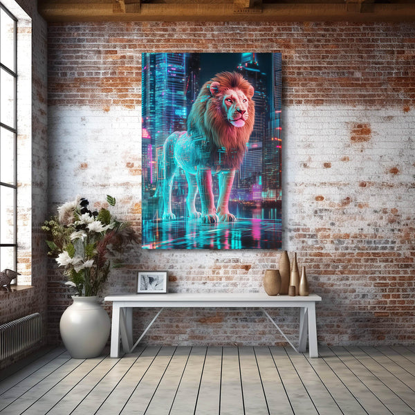 Digital City Lion Wall Art | MusaArtGallery™