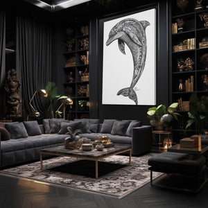 Dolphin Wall Art Grey